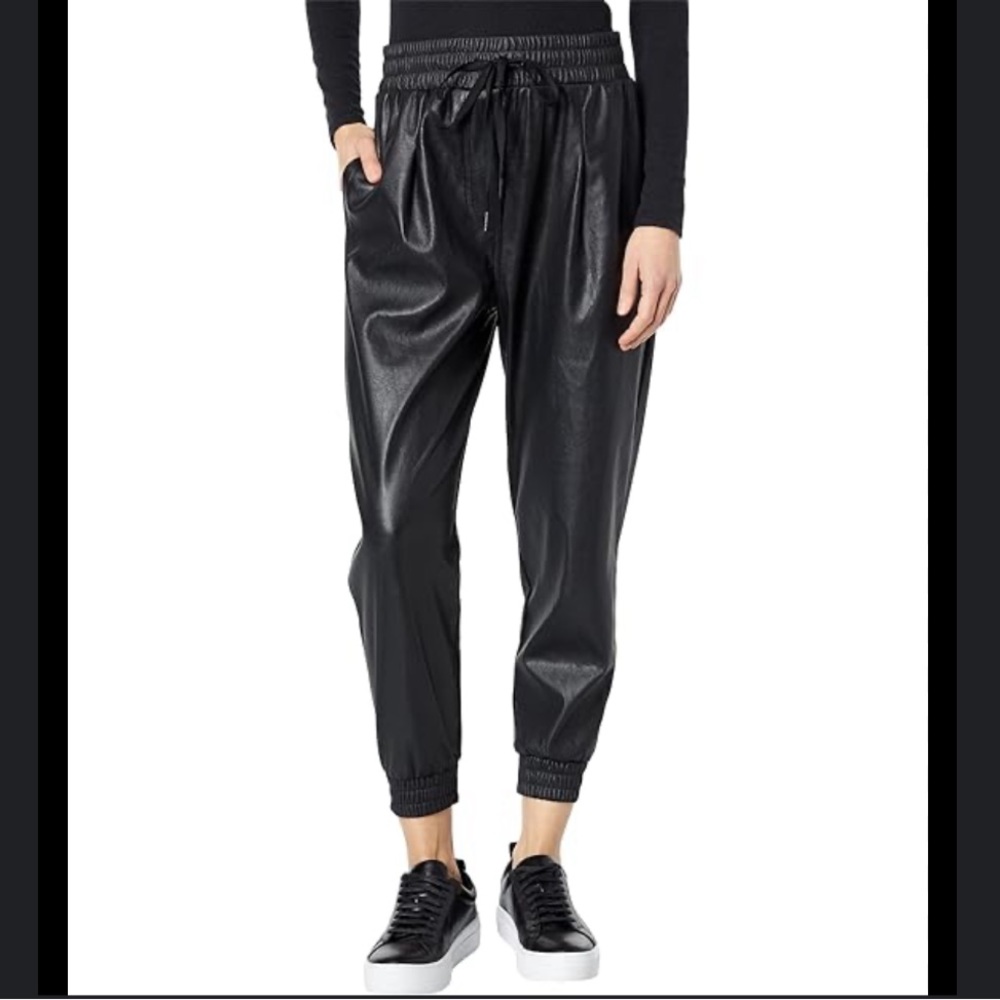 N:PHILANTHROPY Black Luna Vegan Leather Jogger Pant L